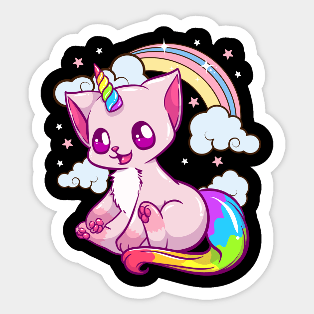 Cute & Funny Unicorn Cat Rainbow Kitty Unicorn Sticker by theperfectpresents